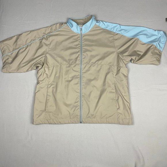 Sunderland of Scotland Tan Full Zip Windbreaker Short Sleeve Jacket No Size Tag